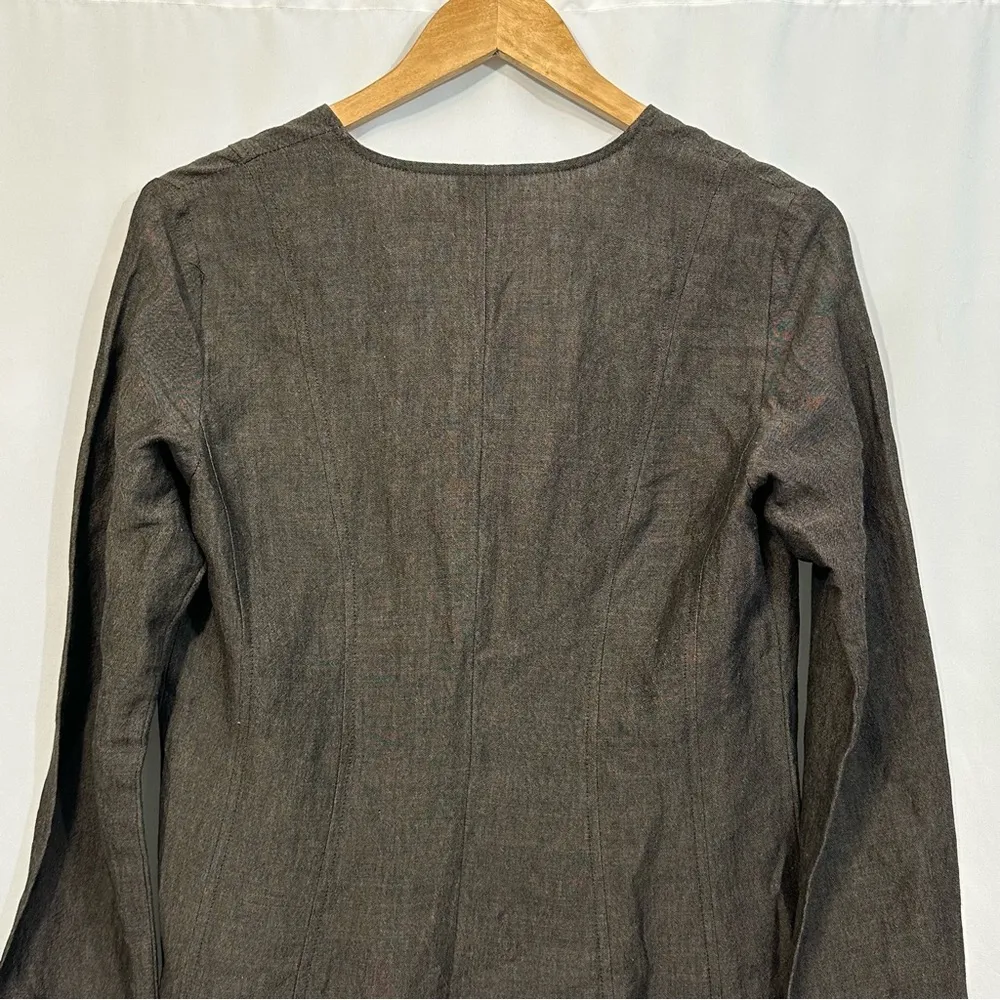 Eileen Fisher Long Sleeve Linen Lagenlook Tie Front Cardigan - Image 5