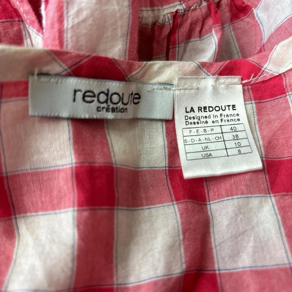 Pink and white gingham coquette 100% cotton top lace and buttons French brand - Image 6