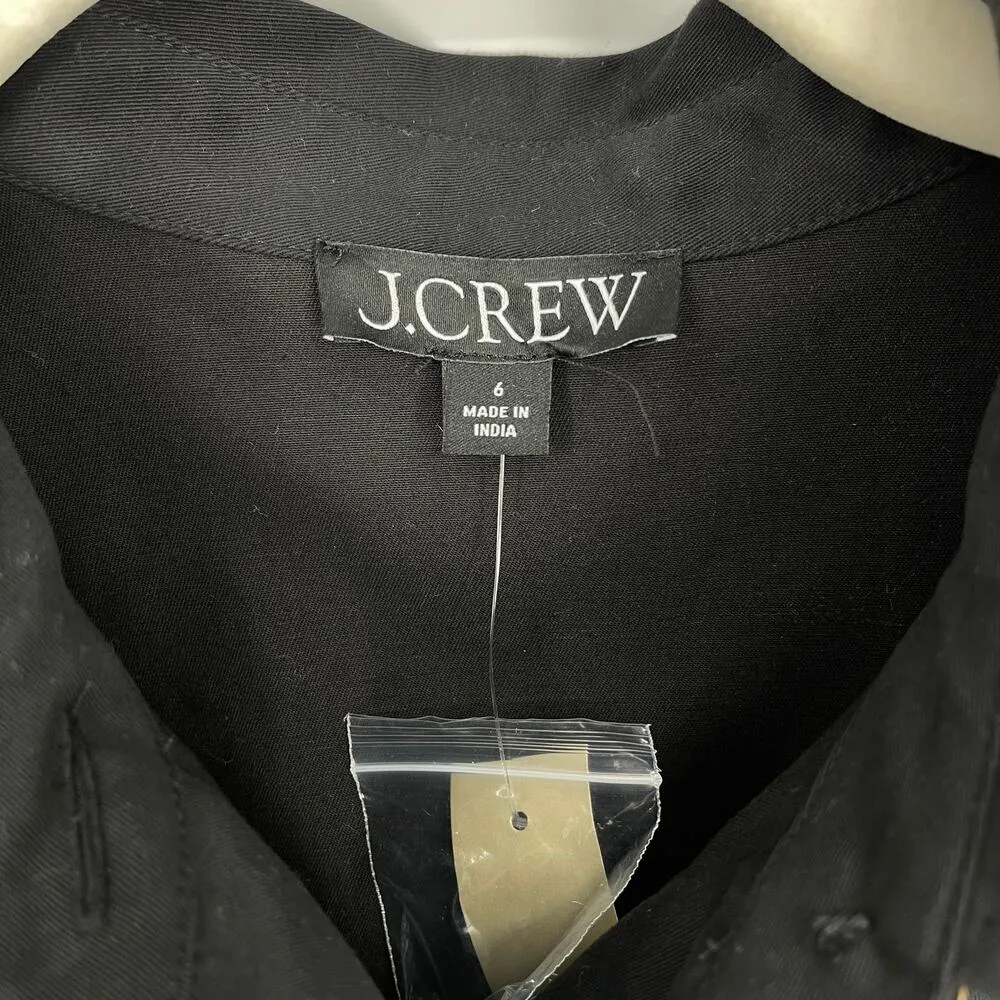 J. Crew Margaret A Line Chino Shirt Mini Dress Black Gold Size 6 NEW - Image 5