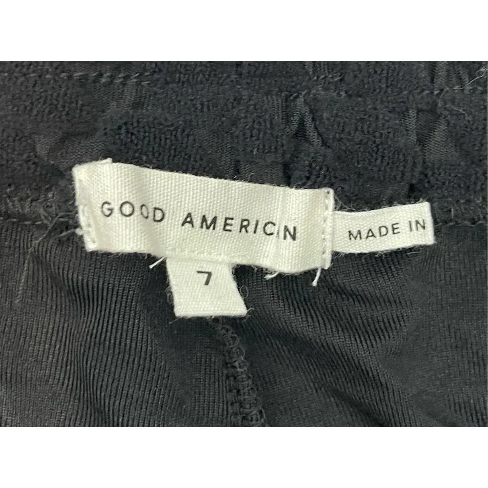 NWT Good American Terry Jacquard Woven Casual Shorts Sz 7 4XL Black Textured - Image 7