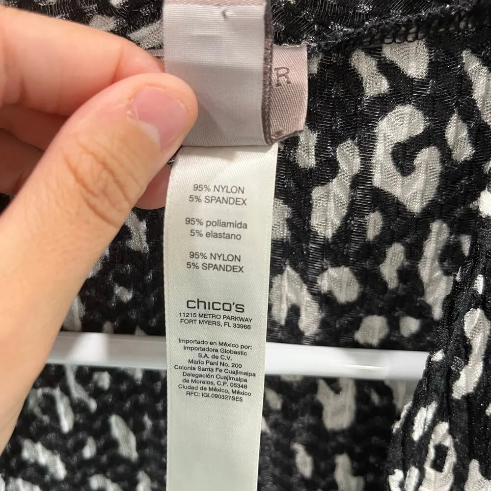 Easywear by Chico's Black White Open Front Stretchy Cardigan Jacket Womens L - Image 3