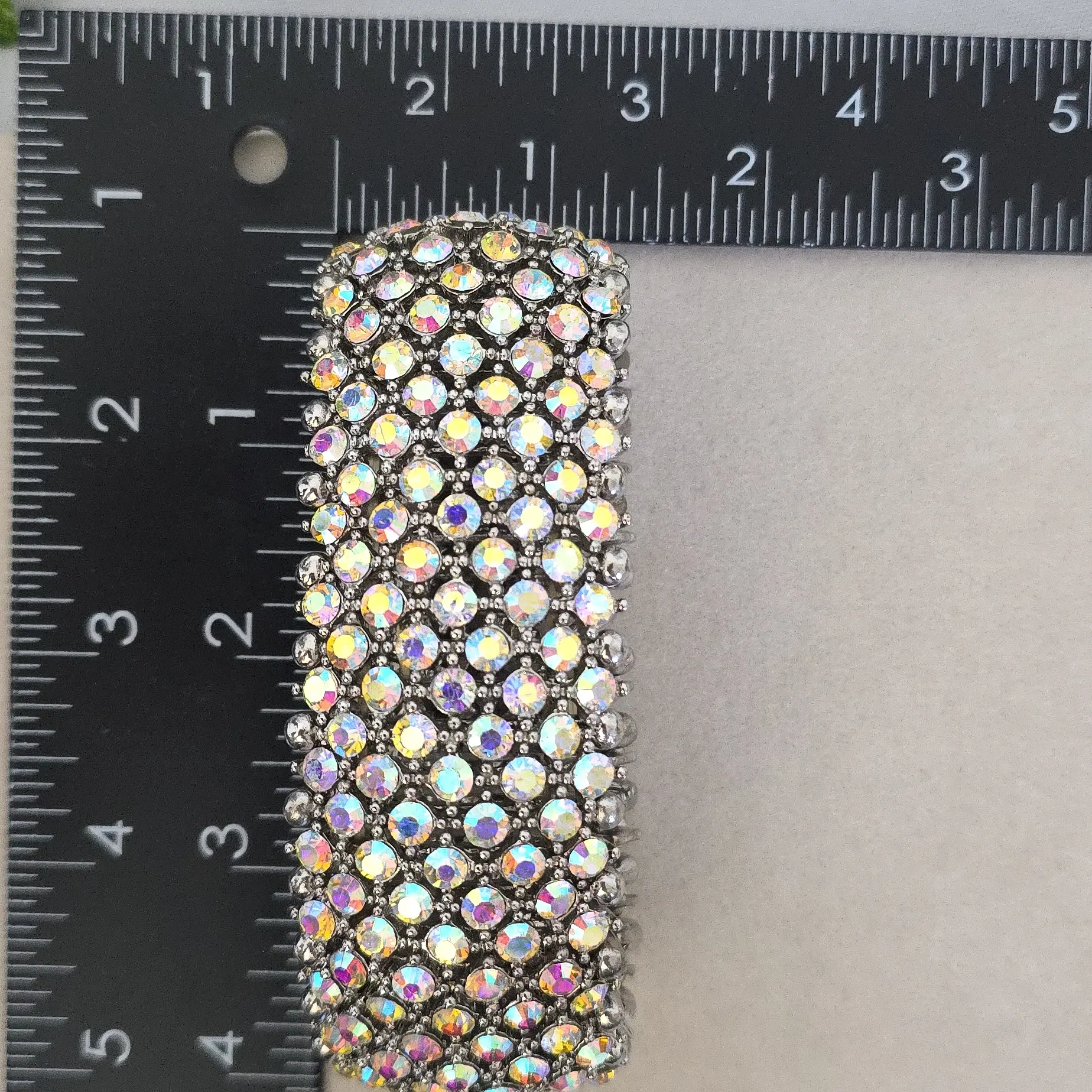 Vintage Statement Bling Bracelet Silver with AB Rhinestones - Image 7