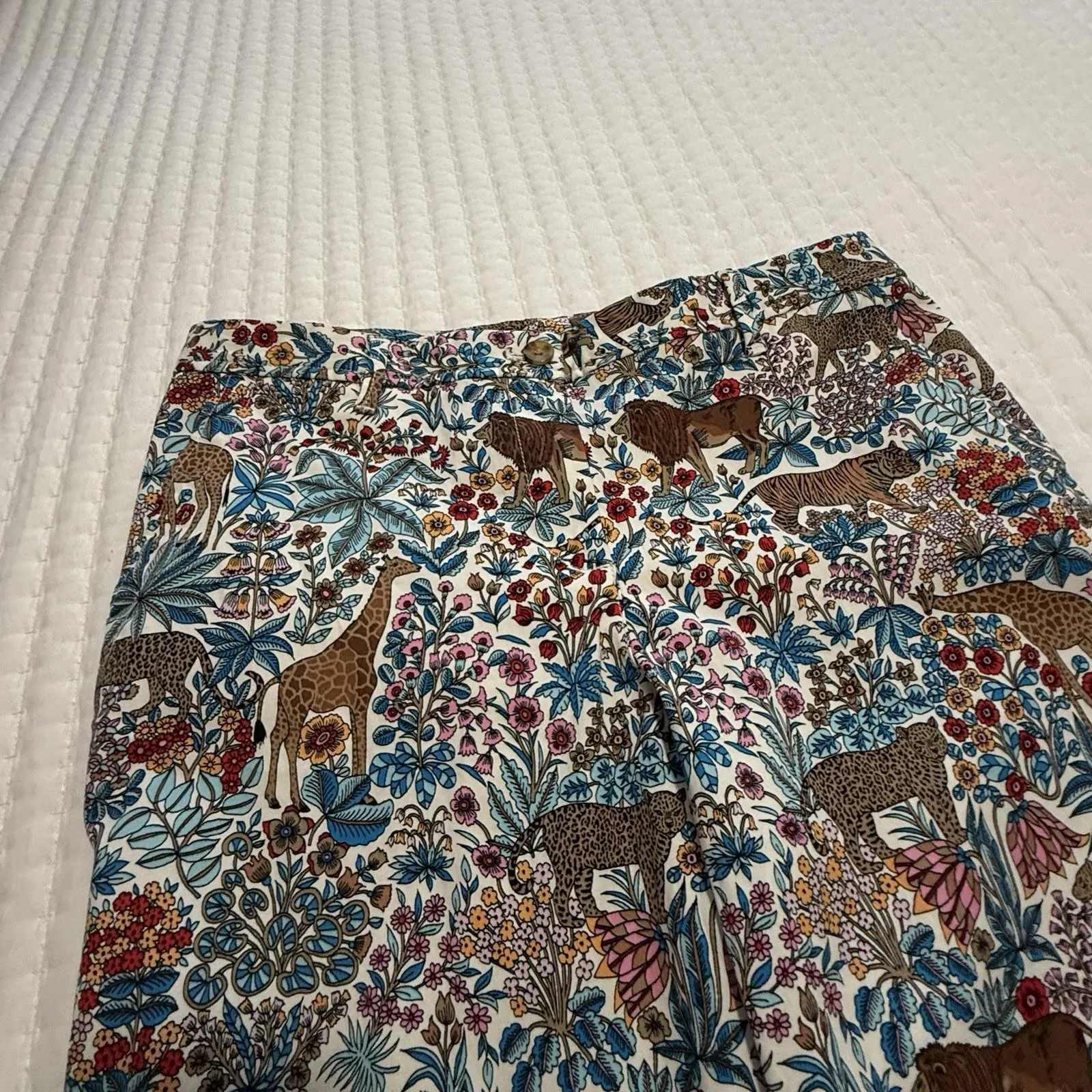 Talbots Pants Tropical Safari Animals Relaxed Chino Sz 10 Lion Giraffe Tiger Etc - Image 13