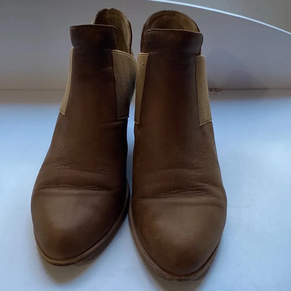 Eileen Fisher Even‎ Booties Tan Brown Leather Ankle Booties Size 7 - Image 6