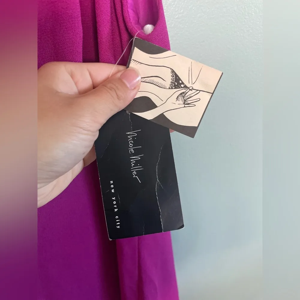 VTG NWT Nicole Miller Magenta Pink Sleeveless Crepe A-line Dress Sz 12 - Image 3