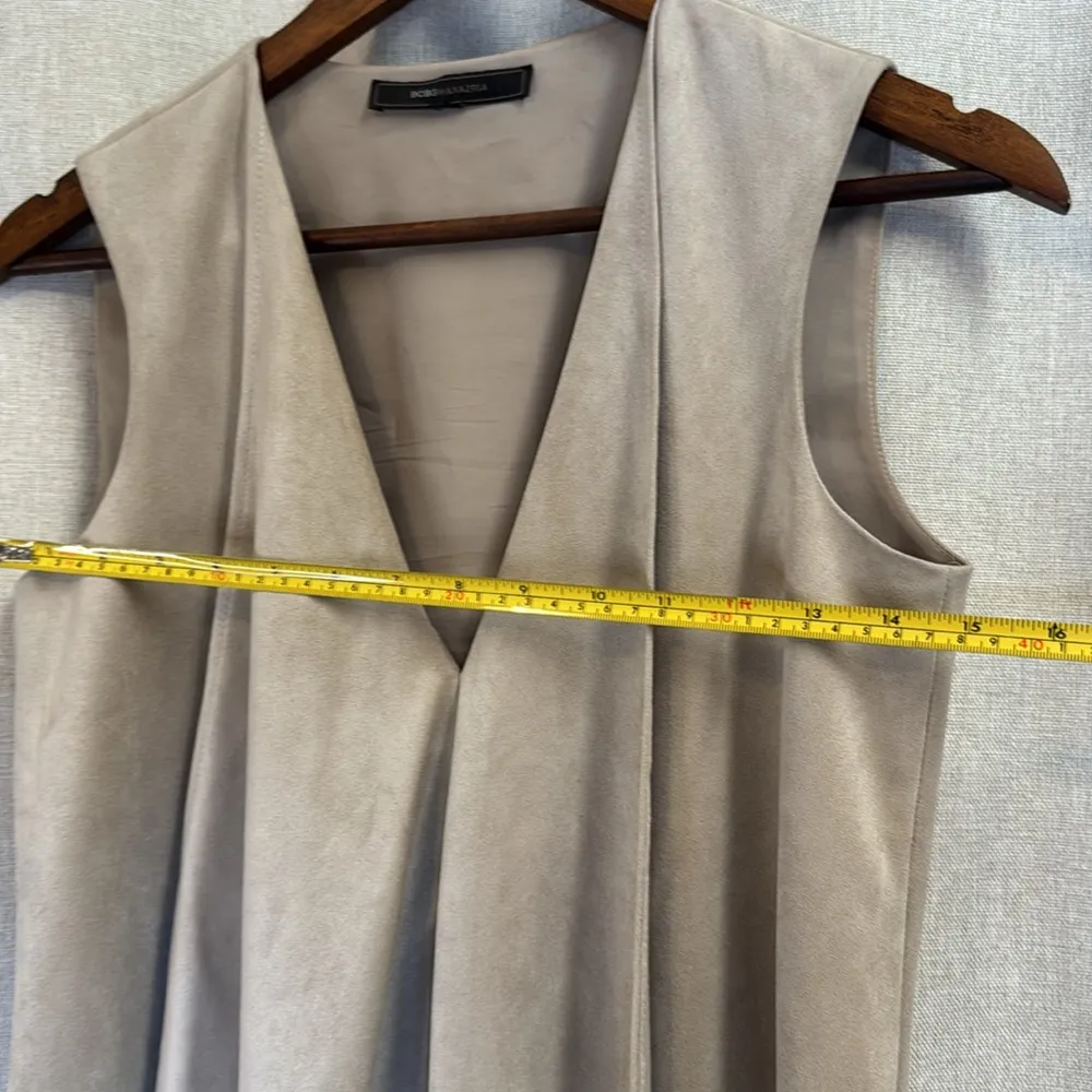 BCBG MaxAzria Light Stone Abby Faux Suede with Ruffle A Symmetrical Cut Tank Top - Image 12