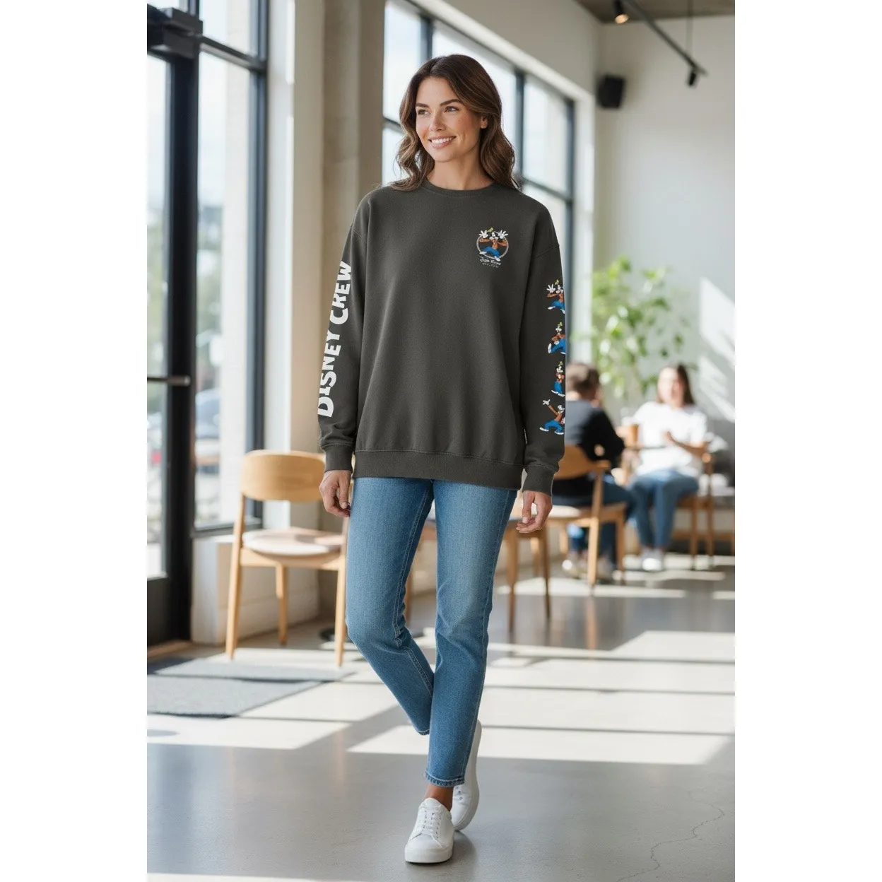 H&M Disney Goofy Graphic Sweatshirt Brown Plus Size 20 Disney Crew Pullover VTG - Image 2