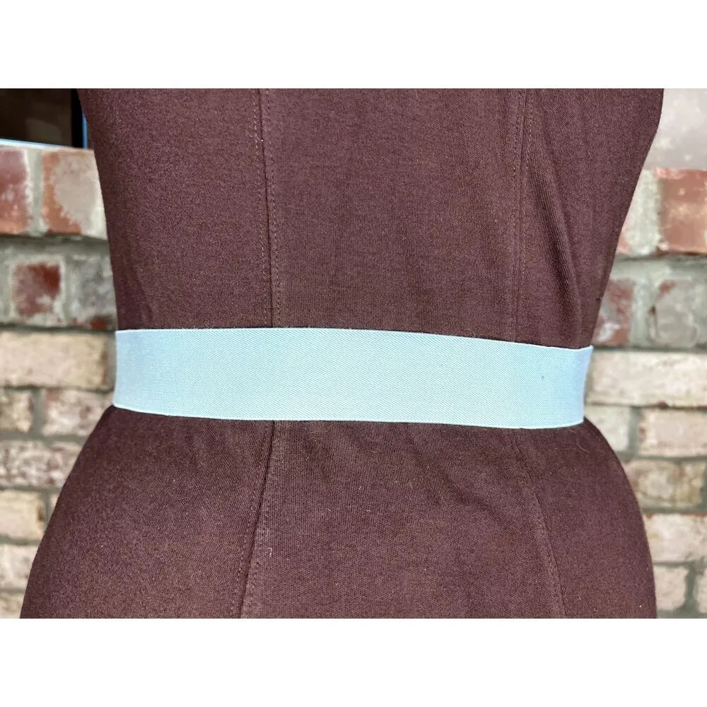 Gutos W germany elastic belt round filigree clasp goldtone blue 1980s - Image 5