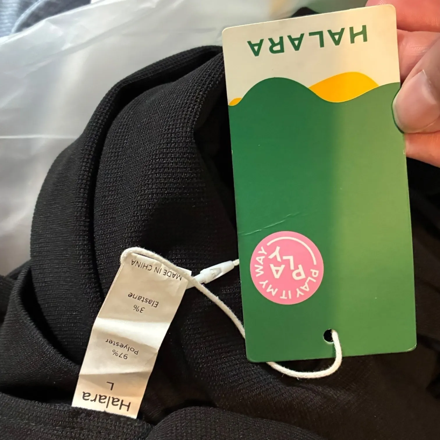 Halara Black Pleated Jumpsuit Overalls Jogger Button Strap Size L Waffle - Image 5