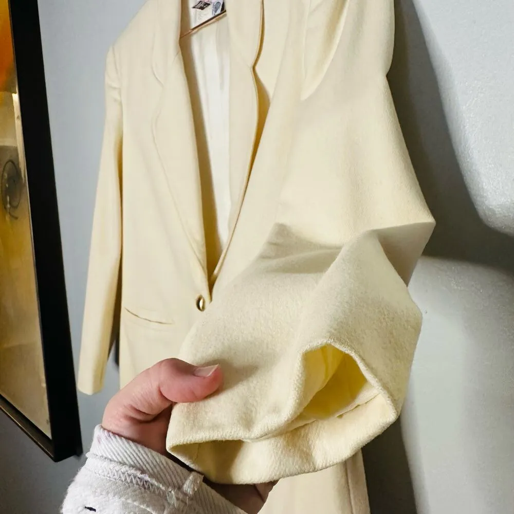 Vintage Block Island Petites Wool Shoulder Pad Single Button Blazer Jacket size8 Size 8 - Image 4