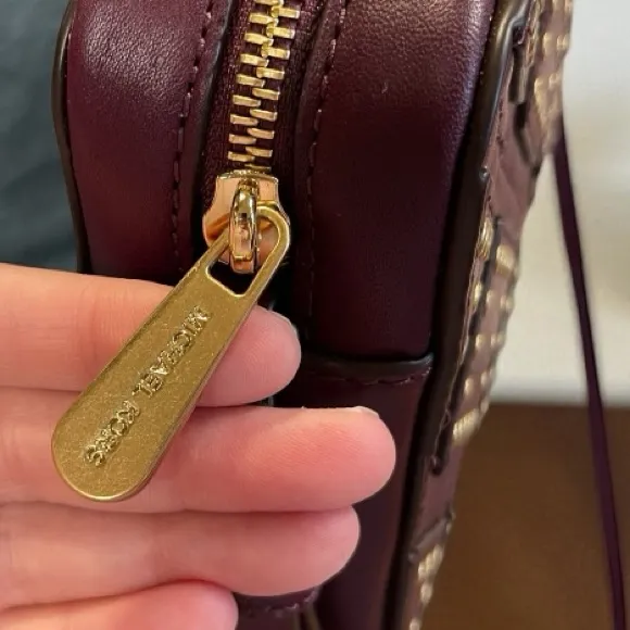 Michael Kors Purse Maroon Crossbody Studded Burgundy Crossbody Bag - Image 4
