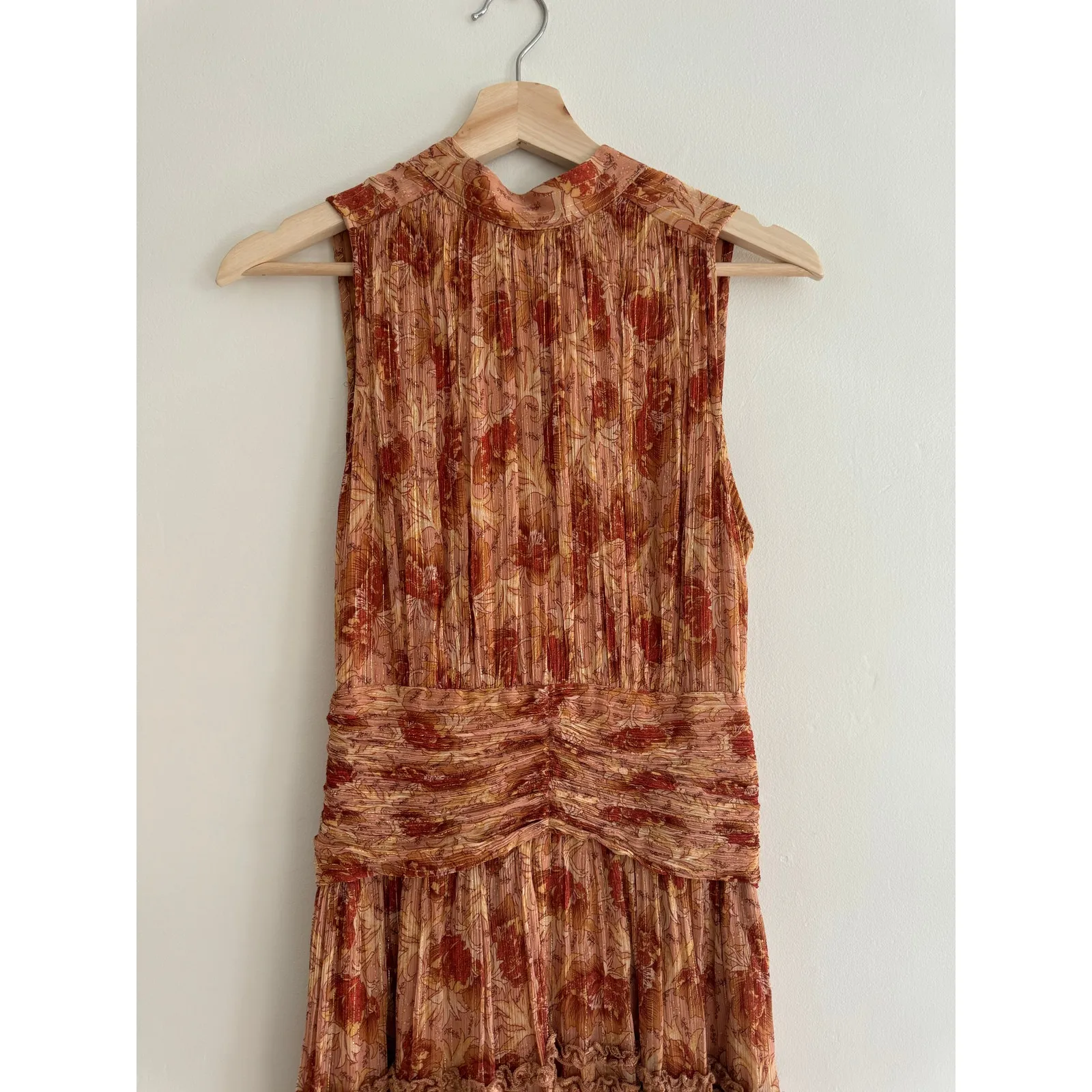 BHLDN Anthropologie Juniper Tiered Orange Sparkle Backless Maxi Dress Size 4 - Image 6