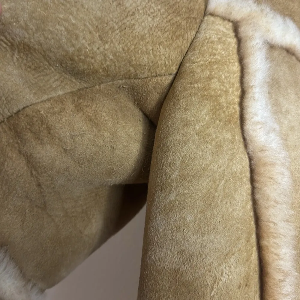 Wilsons suede & leather Sheepskin wool Suede Shearling Bomber Jacket vtg SZ 40 - Image 9