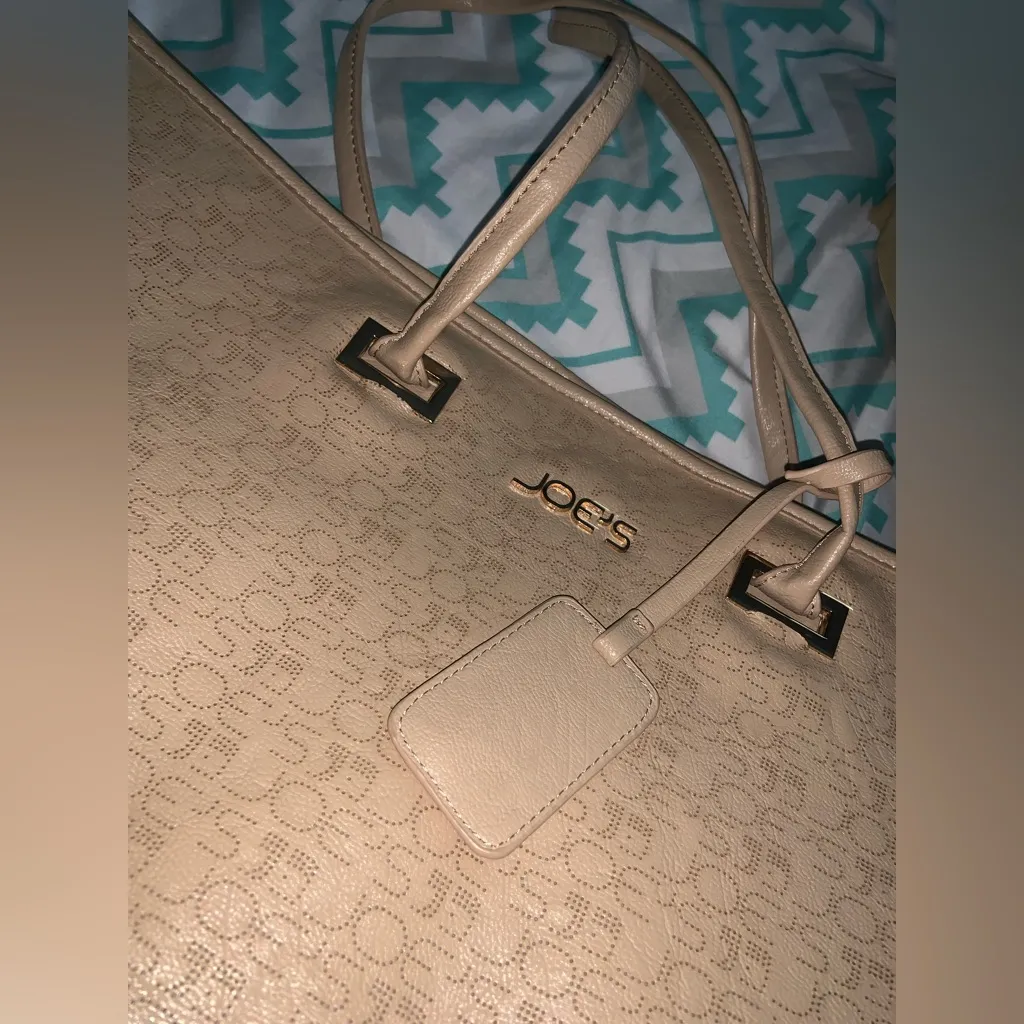 Joe's jeans faux leather Beige Tote Bag casual logo fall classic 
$78 boho - Image 3