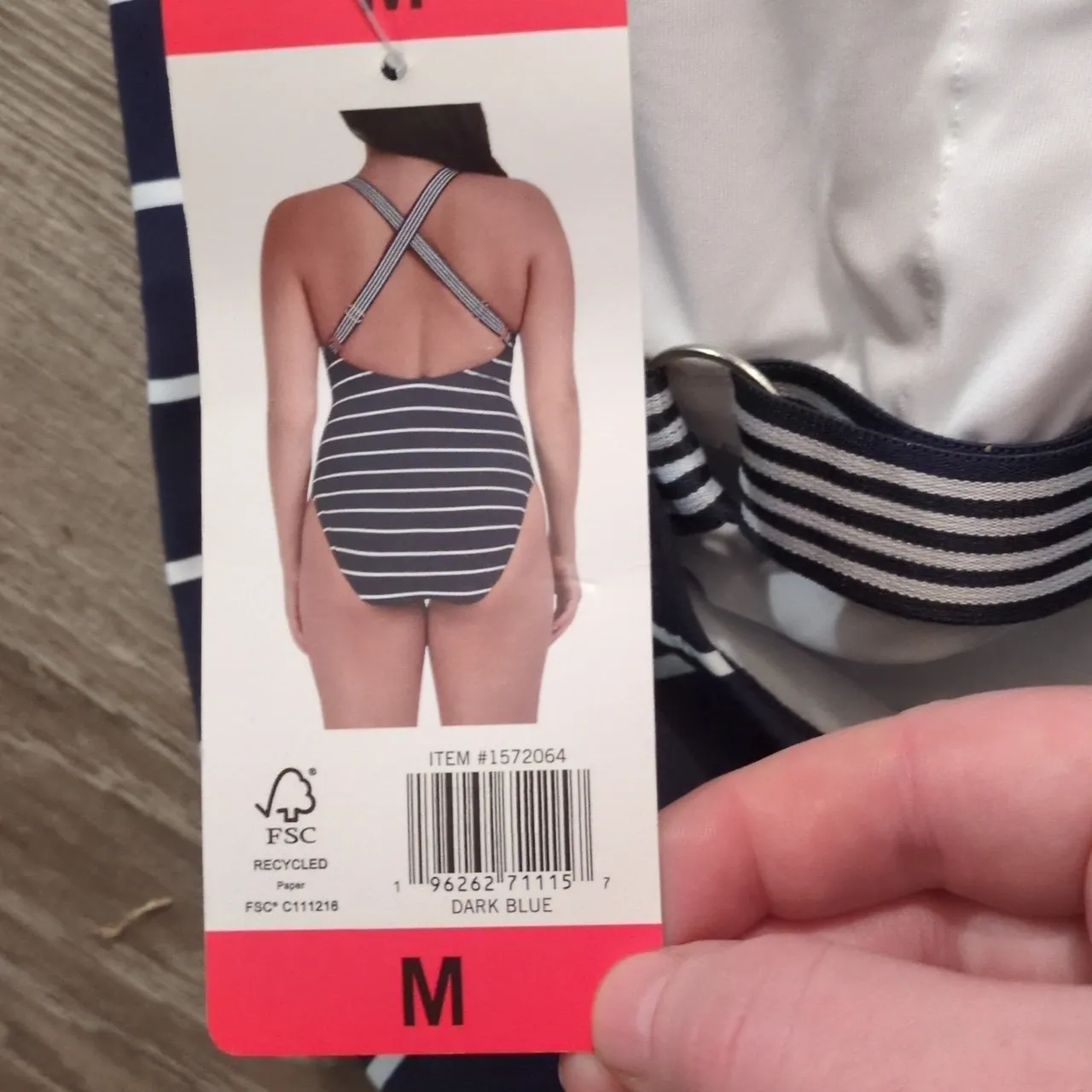 Nautica Blue White Striped One Piece Swim Suit Size Medium - Image 4