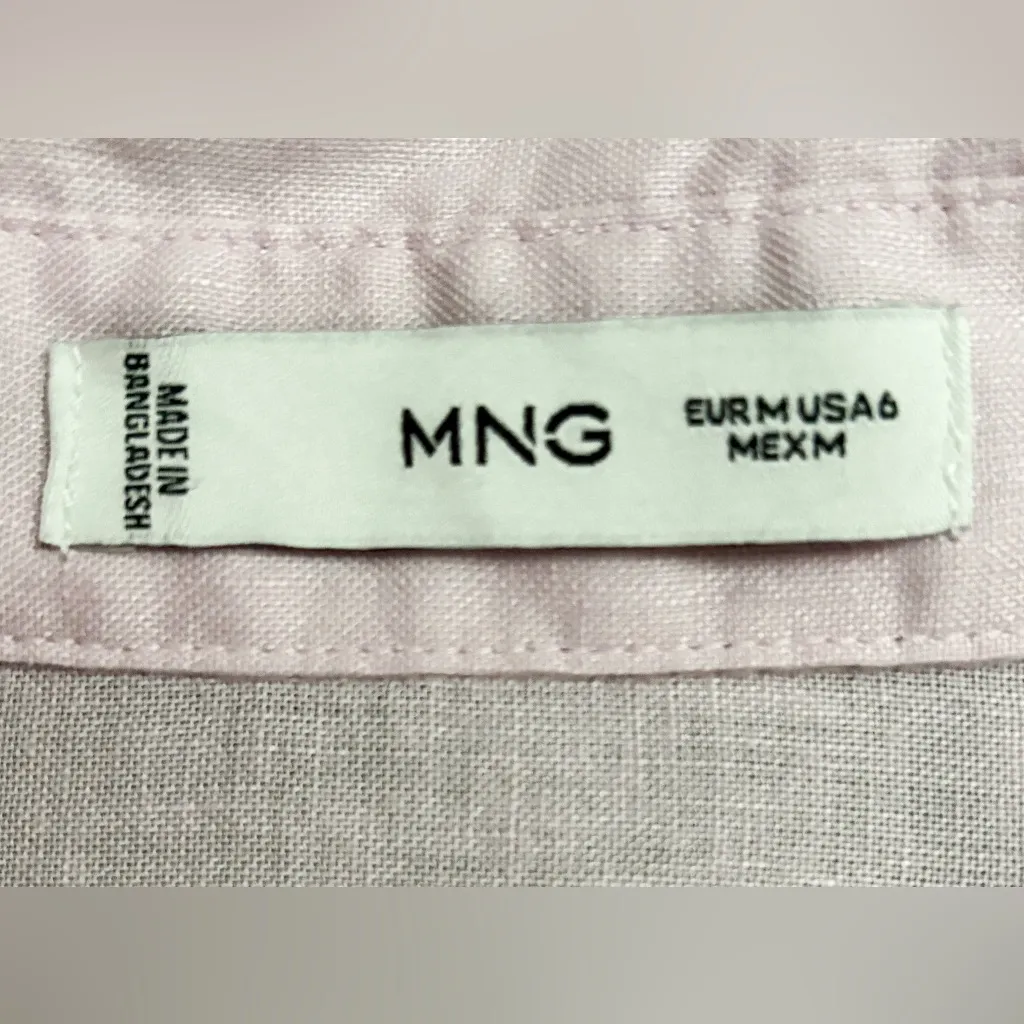 Mango Soft Pink Pocket Linen Cotton Button Down Shirt Size 6‎ EUC - Image 5