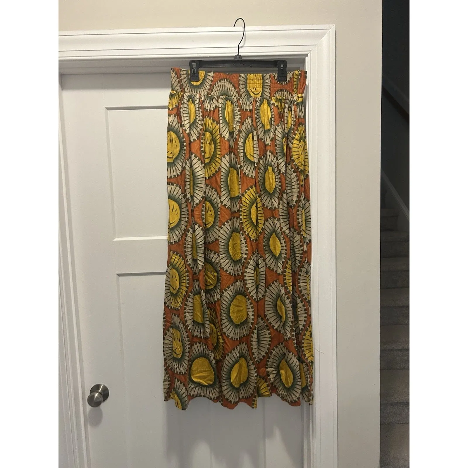 Touch Me African Ethnic Inspired Boho Print Smocked Maxi Skirt Size 1X Belted - Image 5