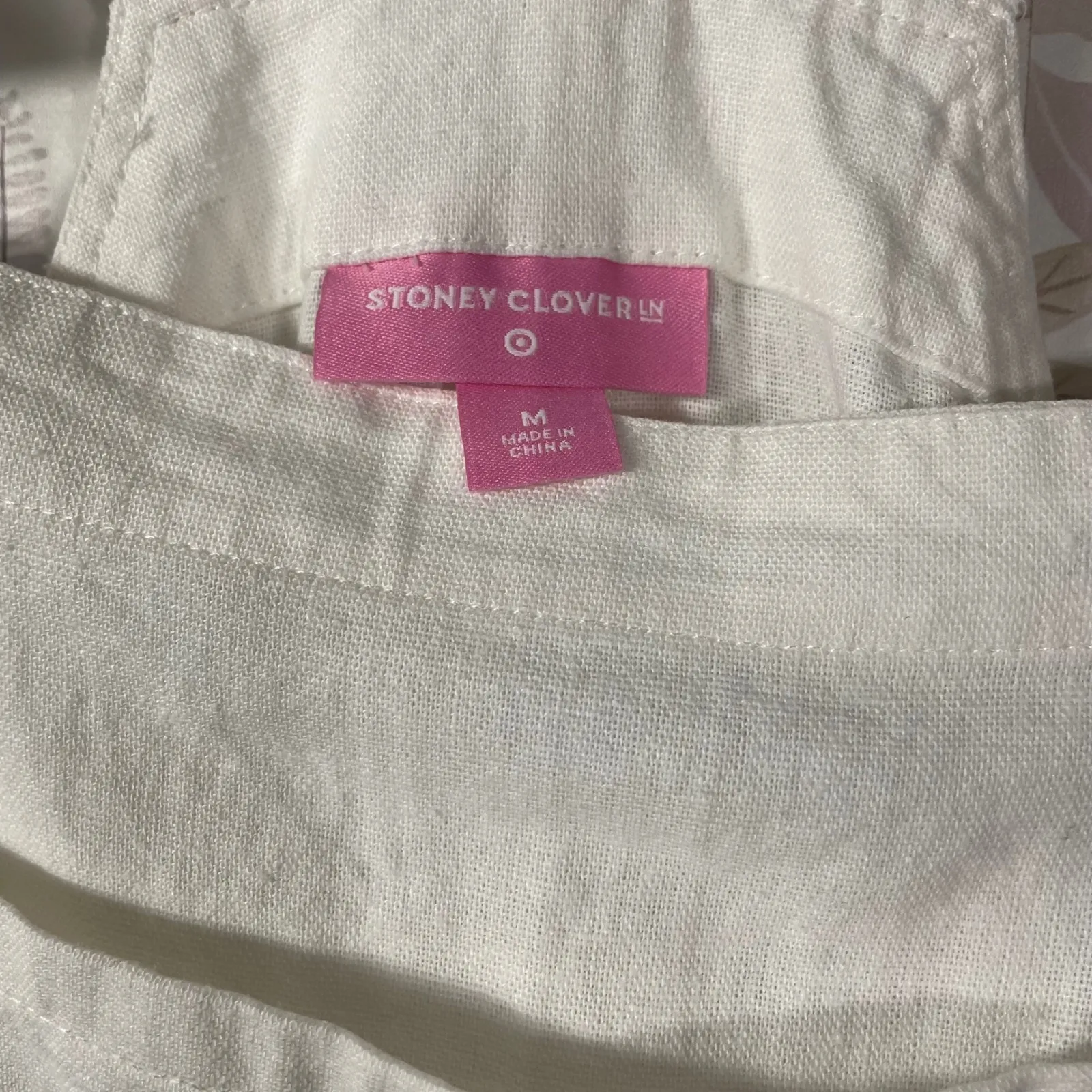 Stoney Clover Lane x Target Linen Blend Overalls Women's M White Pockets - Image 13
