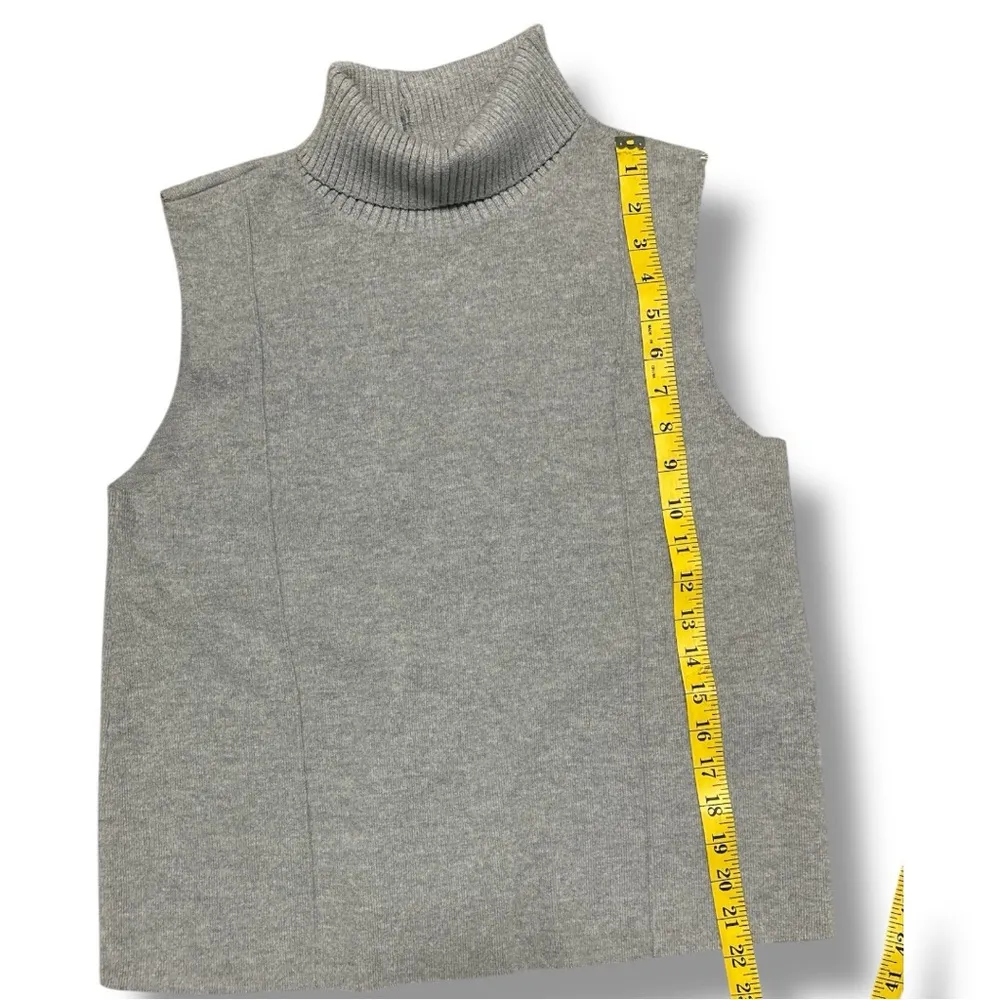 Zara Gray Sleeveless Turtleneck Sweater Vest Women’s Size M Minimalist Knit Top - Image 4