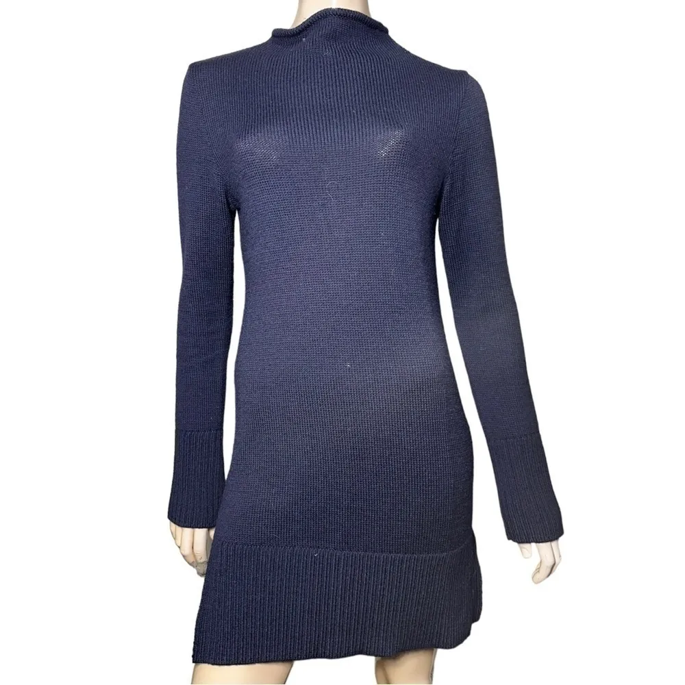 Societe Anonyme Women’s Size 1 S Navy Blue Wool Long Sleeve Sweater Knit Dress - Image 2