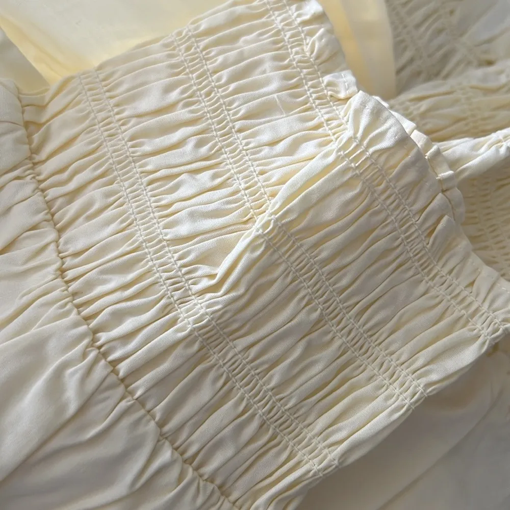 WhoWhatWear Harper Smocked-Waist Top in Lemon, NWT, Size S - Image 6