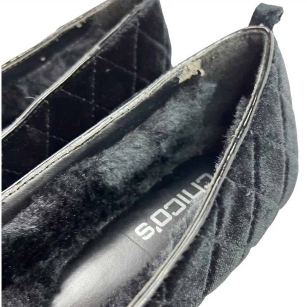 Chicos black velvet ballerina flats size 8 - Image 5
