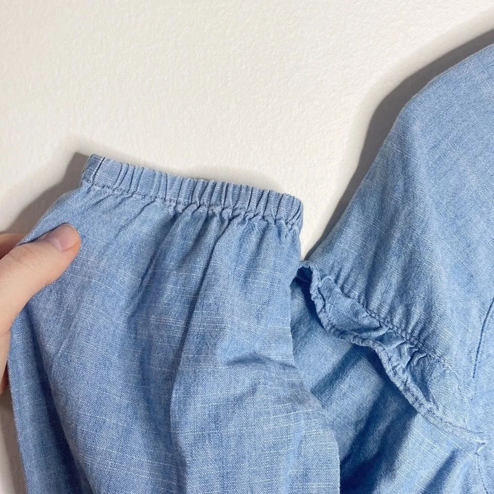 Madewell Denim Collarless Ruffle-Sleeve Shirt size XS - Image 74
