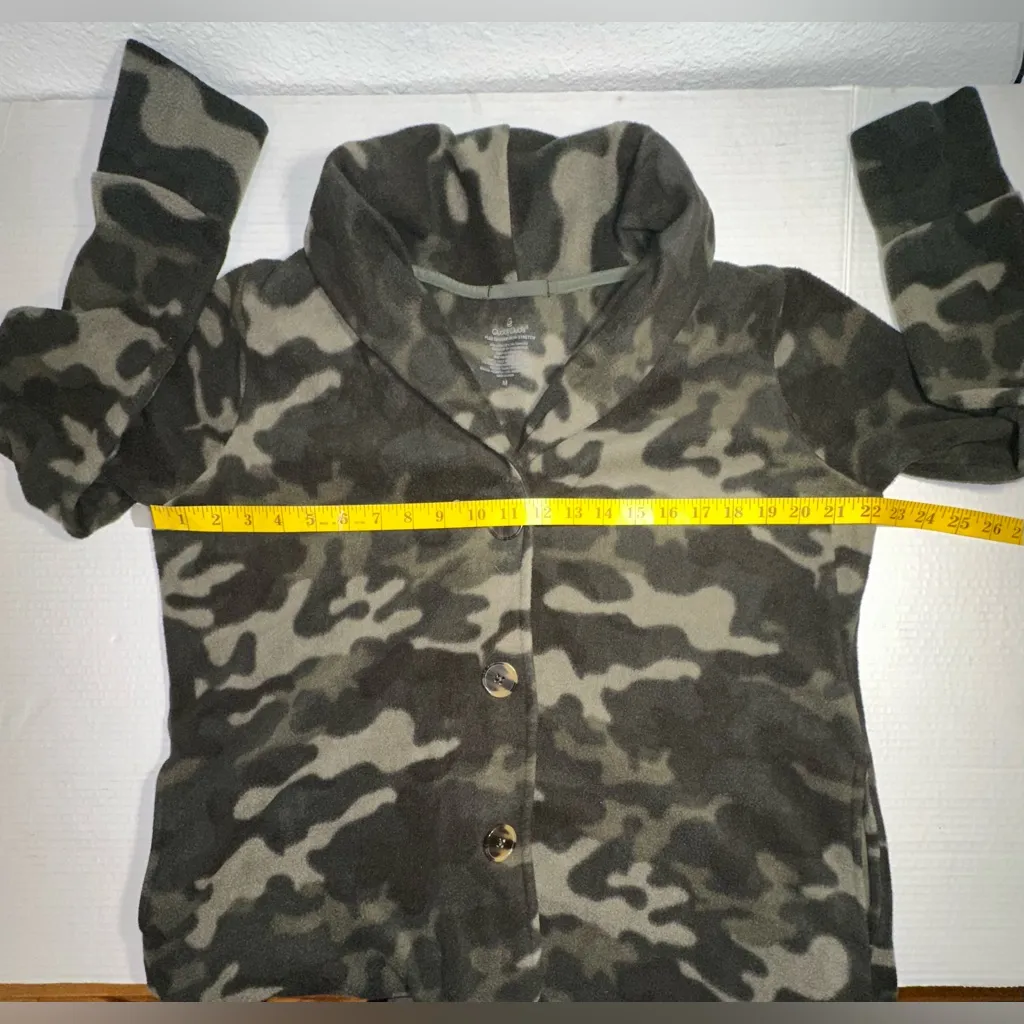 Cuddl‎ Duds Fleecewear Women’s Size M Bonded Sherpa Snap Front Jacket Olive Camo - Image 5