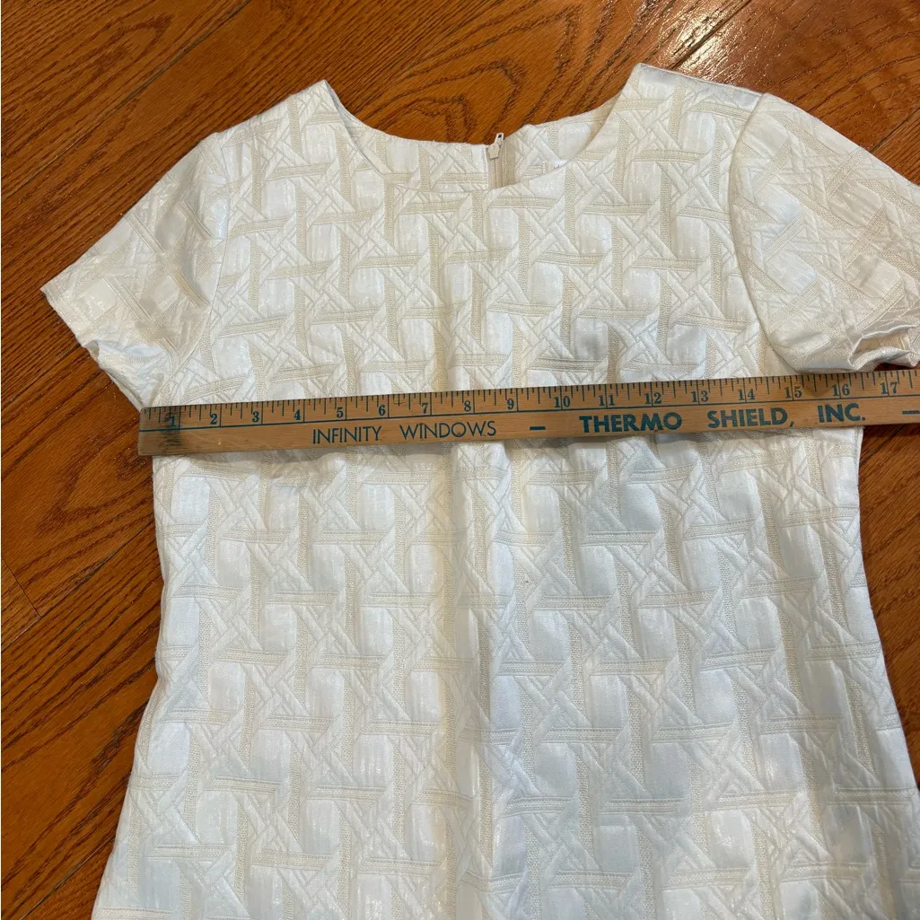 Xhilaration Textured Jacquard White Mini Dress M – Mod Retro Party Shift Dress - Image 4