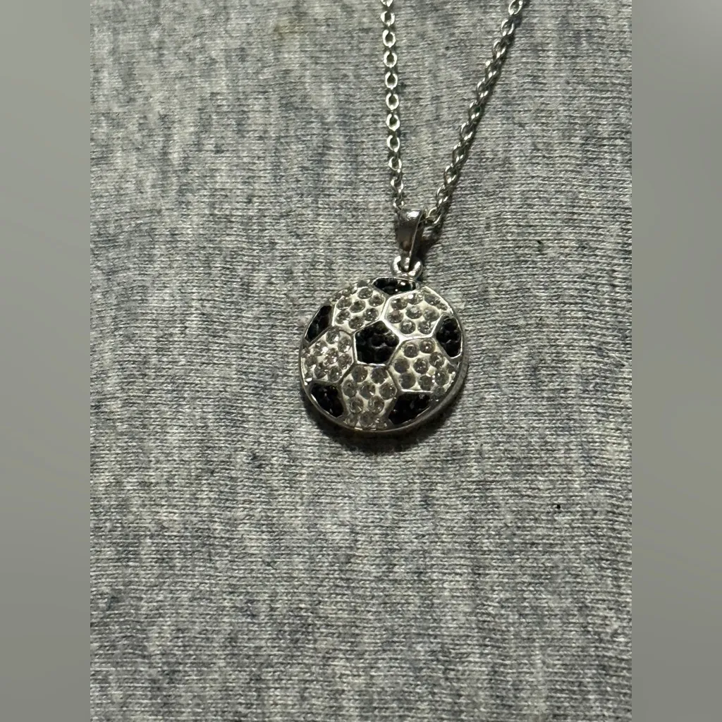 Silver Soccer Pendant Necklace - Image 2