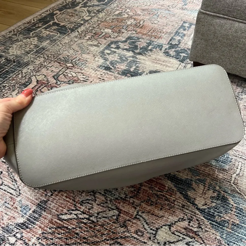 Michael Kors Jet Set Travel Saffiano Leather Top-Zip Tote Bag Gray - Image 7