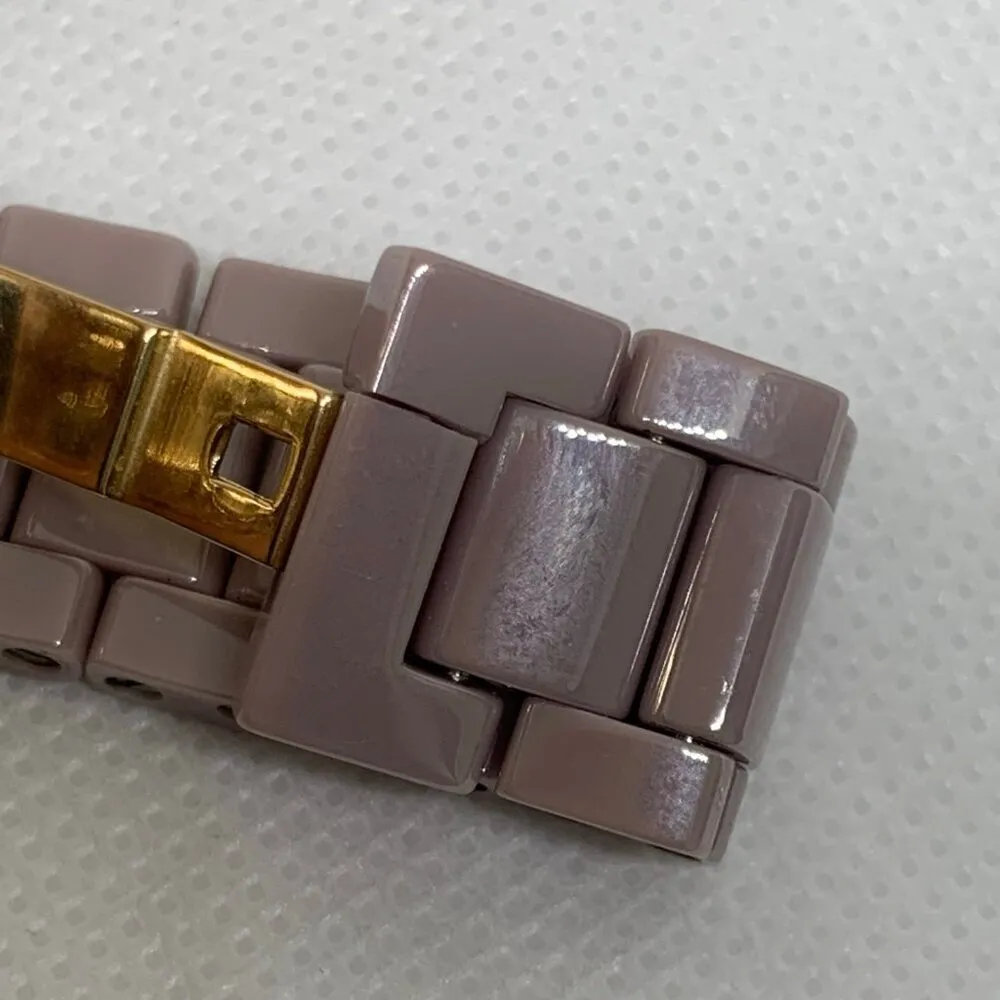 Isaac Mizrahi ceramic women wrist watch 30mm gold tone bezel size 6.5” running - Image 8