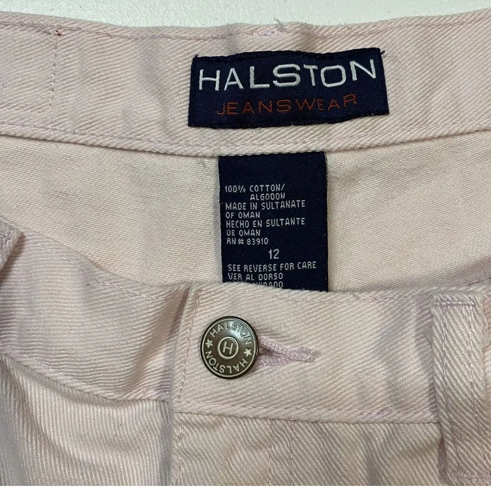 Vintage‎ Halston Pale Pink Denim Shorts Women's Size 12 Mom Retro Festival Y2K - Image 6