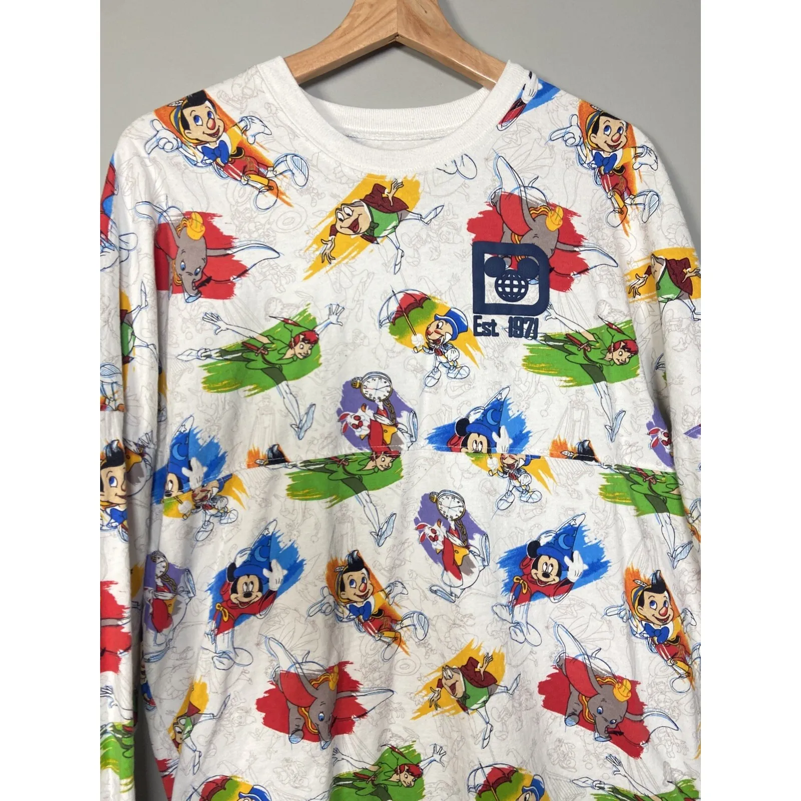 DISNEY PARKS World Ink & Paint Spirit Jersey Mickey‎ Peter Pan Pinocchio Size S White - Image 5