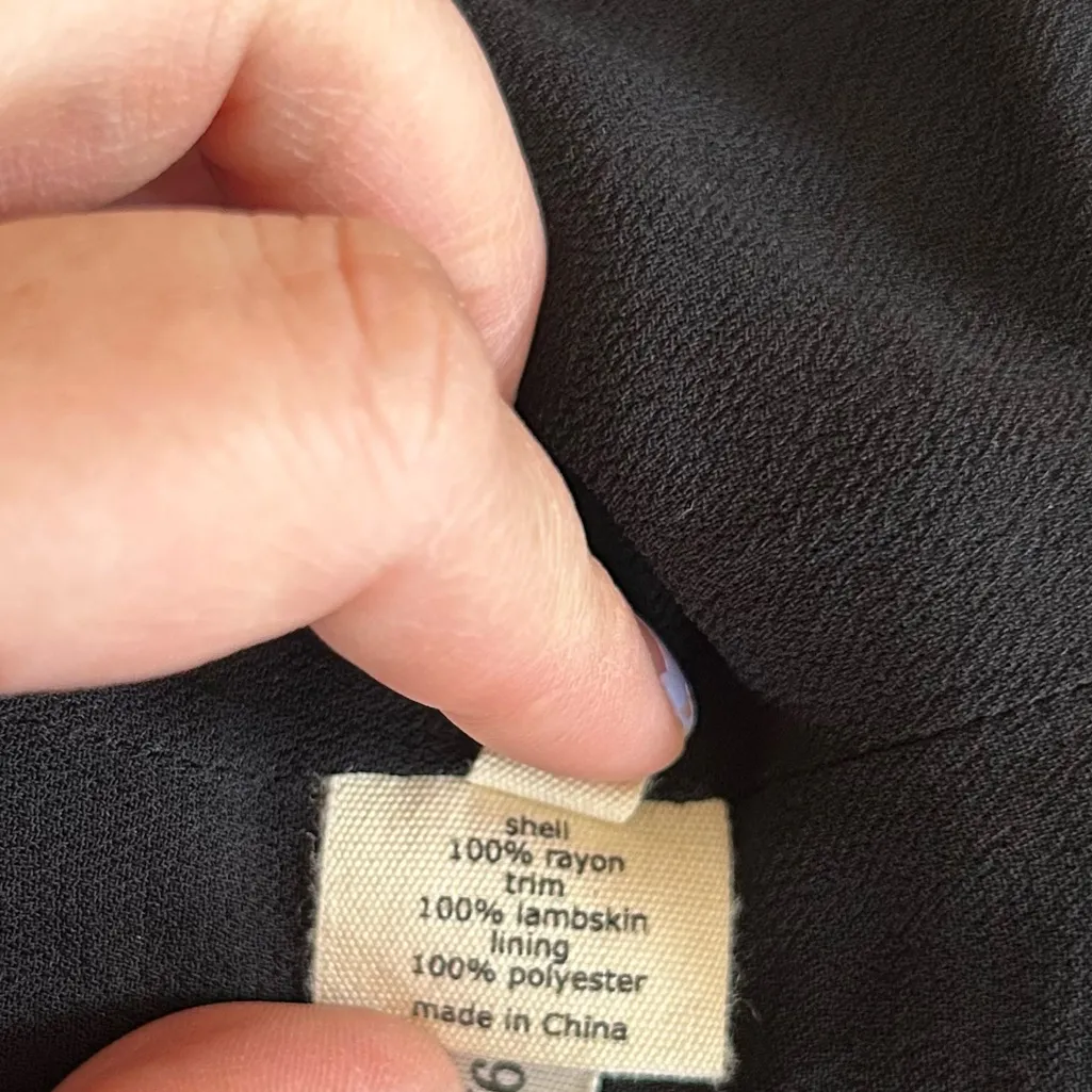 L’Agence Black Pleated Lether Trimmed Knee Length Dress Size 6 - Image 7