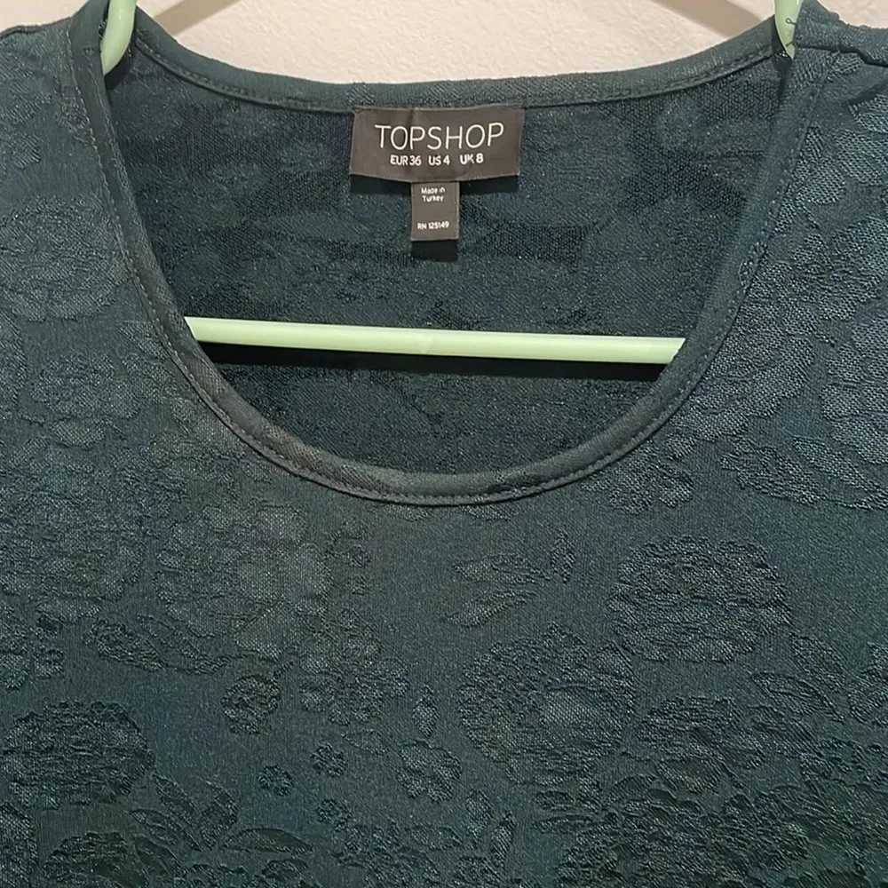 Topshop long sleeve bodycon green rose floral dress 4 - Image 5