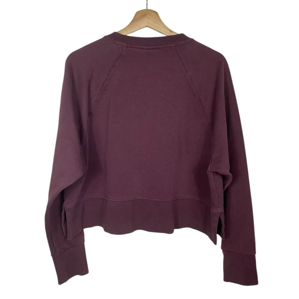Nike Sweatshirt Womens Medium Burgundy‎ Red Cropped Crewneck Pullover Oversized - Image 2