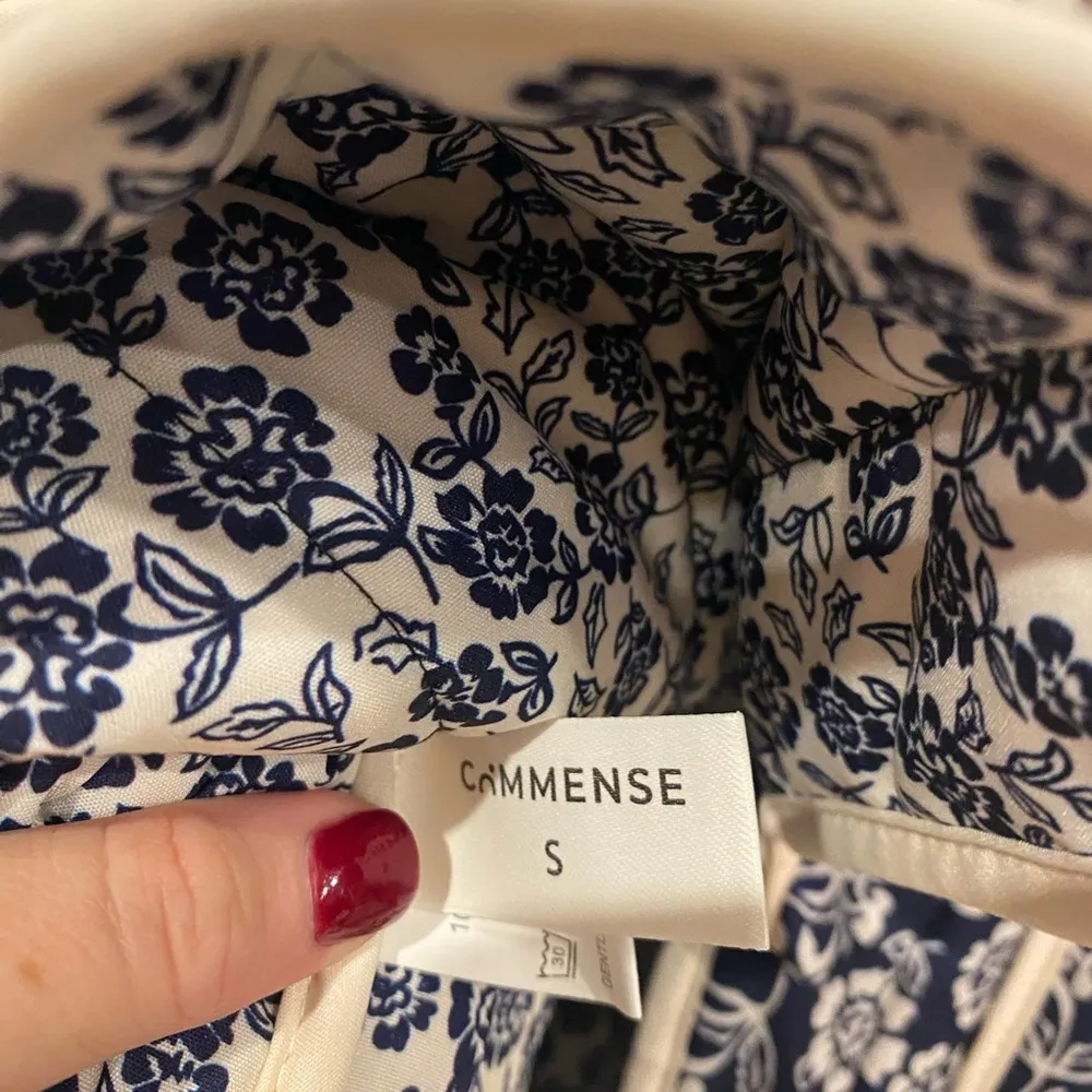 Commense Floral Printed Pockets Winter Coat Size Small EUC Blue - Image 4