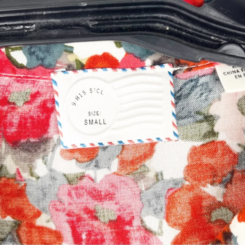 ANTHROPOLOGIE POSTMARK Mixed Prints Long Sleeves Button Top, Size Small - Image 3