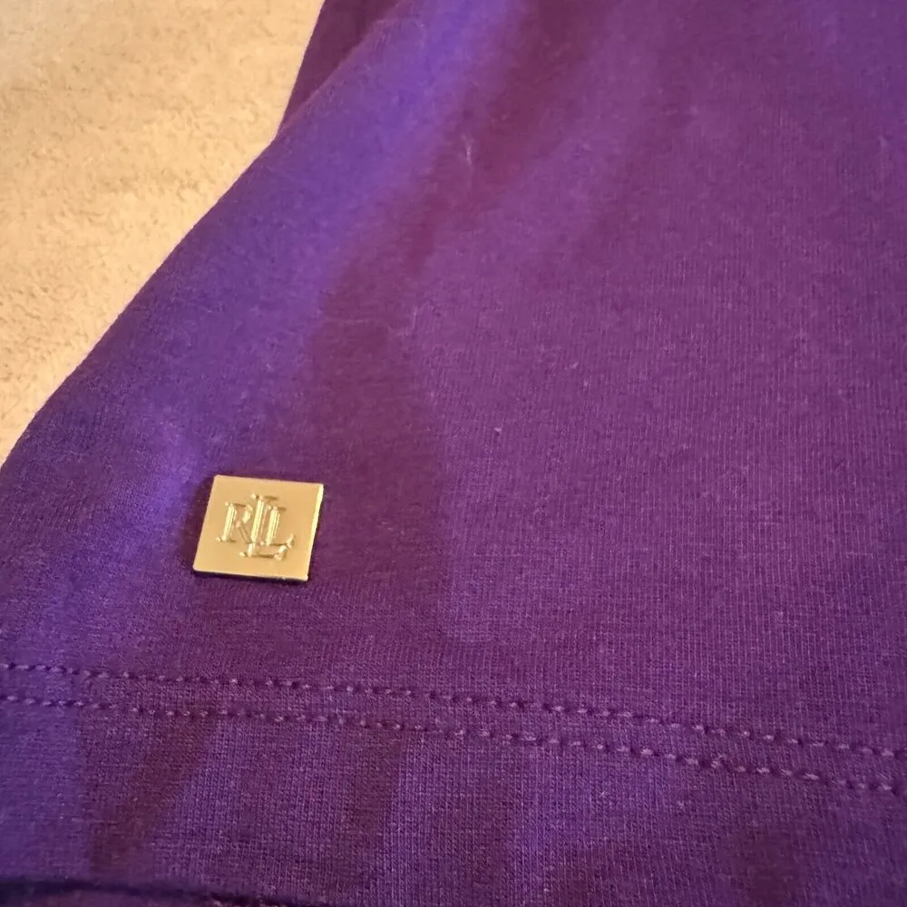Lauren Ralph Lauren Purple Turtleneck Stretch Top sweater short sleeve viscose L Size L - Image 2