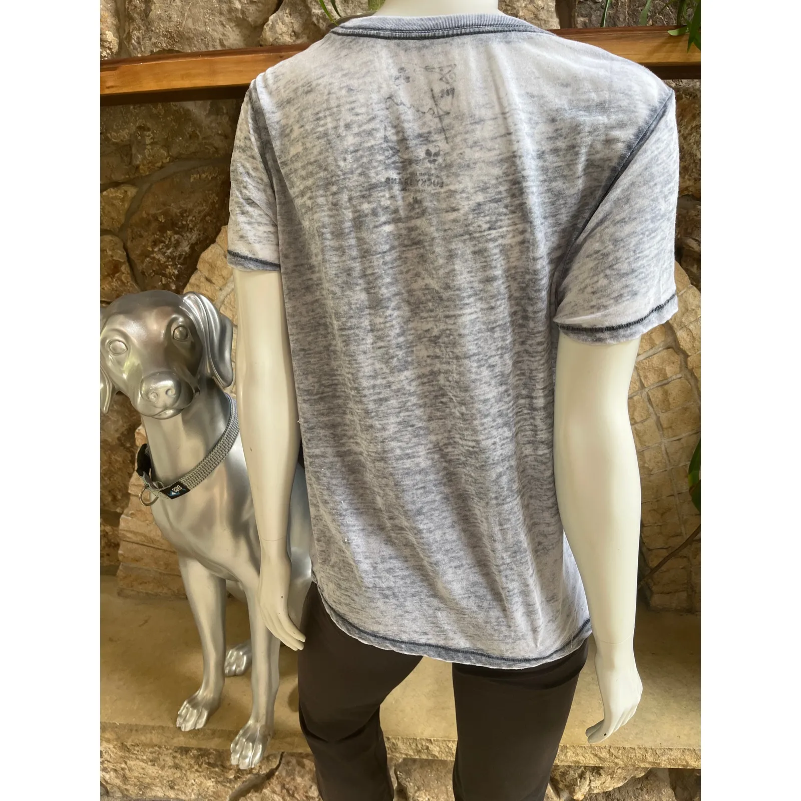 Lucky Brand Janis Joplin Burnout Gray Short Sleeve Shirt Women's Size M - Image 2