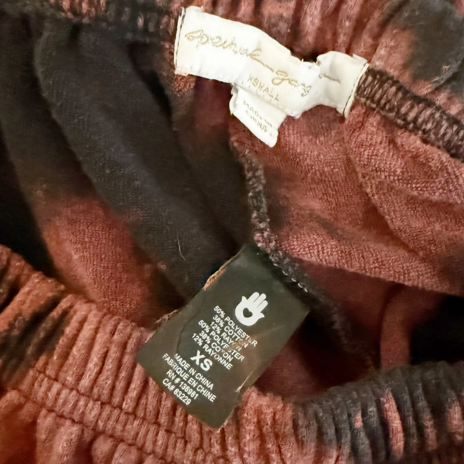 SPIRITUAL GANGSTER | Perfect Sweatpant Black Maroon Mauve Tie Dye | Size XS - Image 5