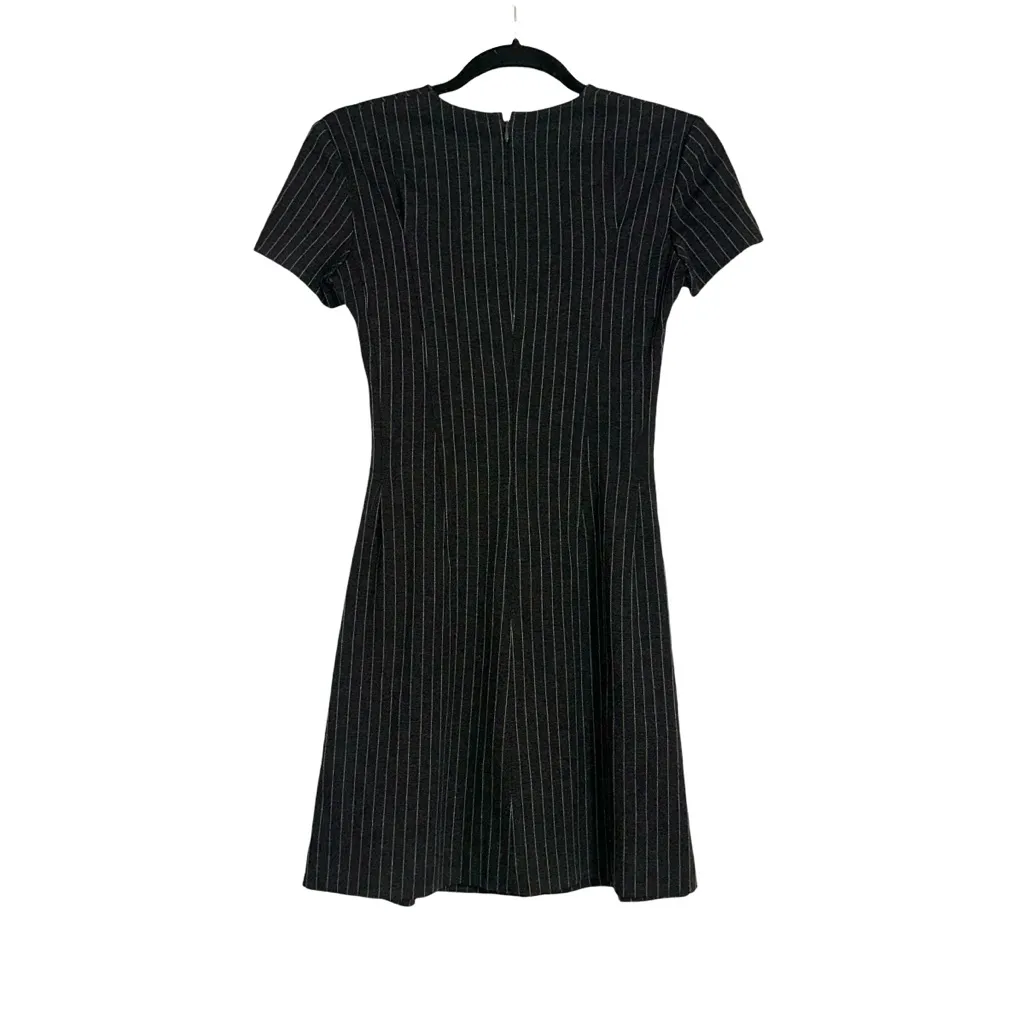 Theory Corset Tee Black Pinstripe Short Sleeve Fit and Flare Mini Dress 00 - Image 2
