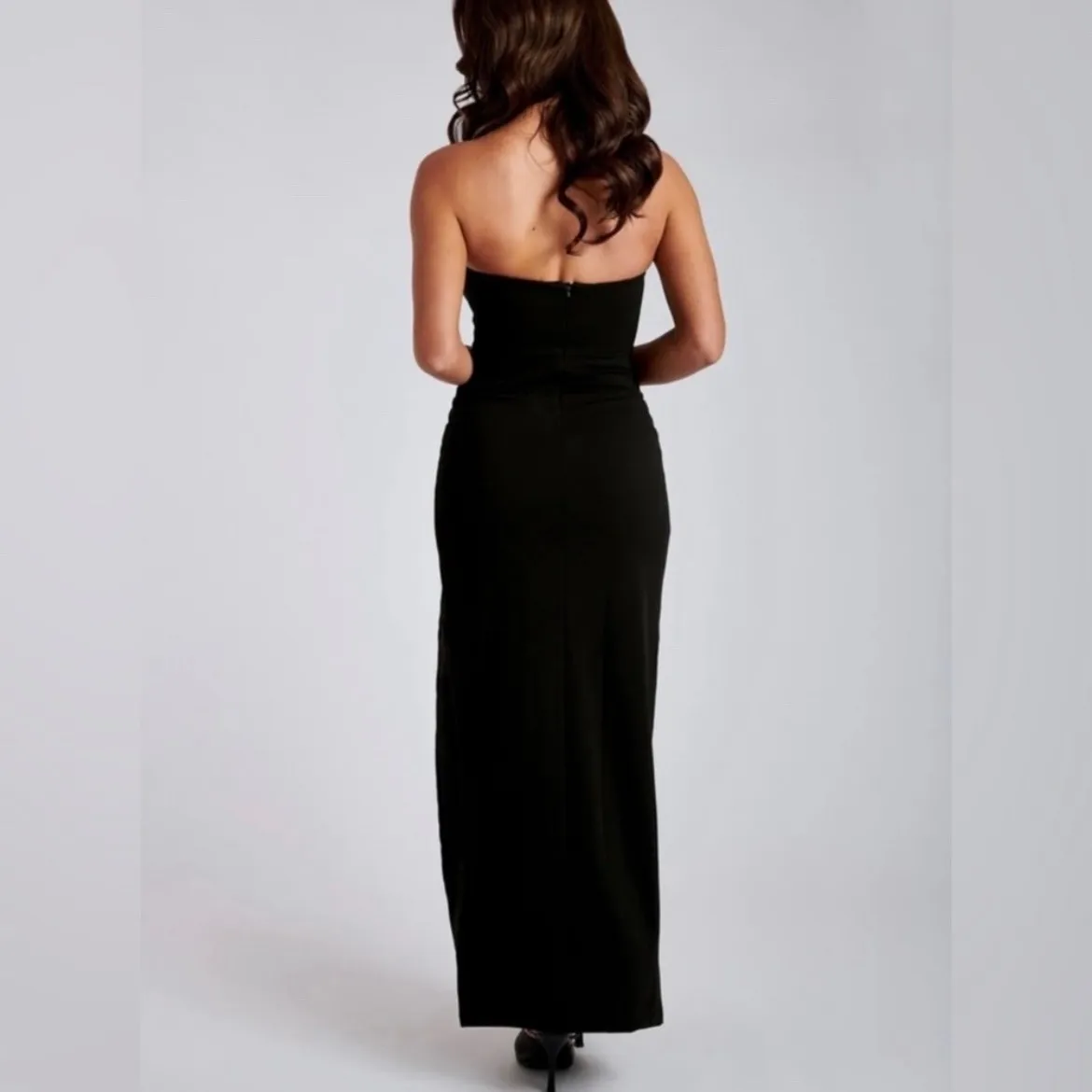 Meshki Rachel Maxi Split Front Gown Black Strapless Formal Event NWT - Image 4