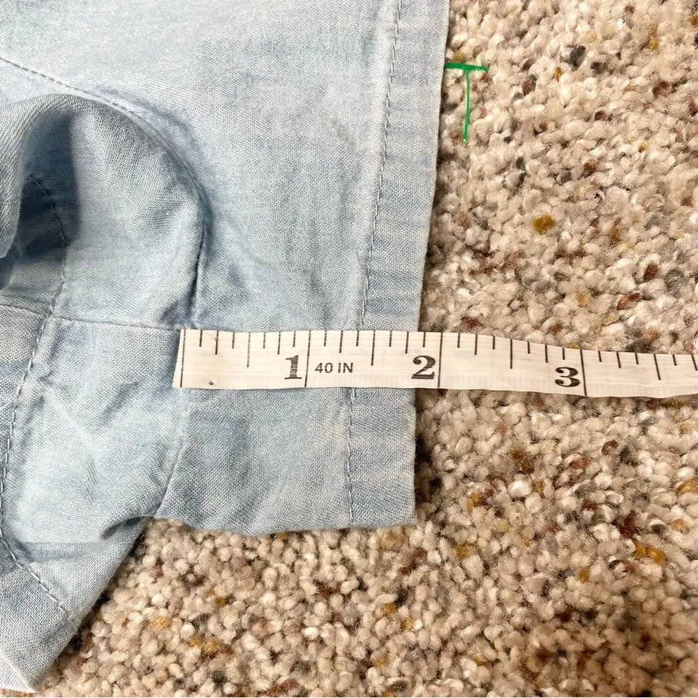 As U Wish Chambray Denim Cotton Tie Front Romper in Sky Blue Small - Image 12