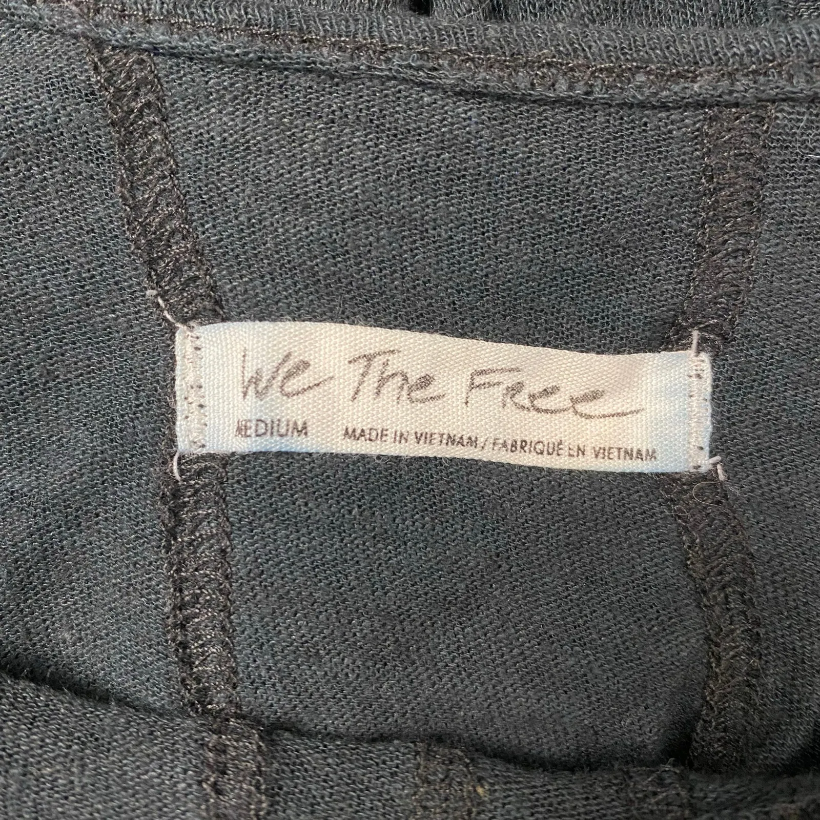 Free People We The Free Linen Star Top‎ Womens Size Medium Washed Black - Image 2