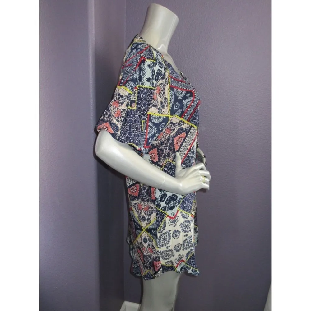 NWT Gypsy05 Bima Printed Silk Lace Front Dolman Sleeve Shift Mini Dress S $242 - Image 3