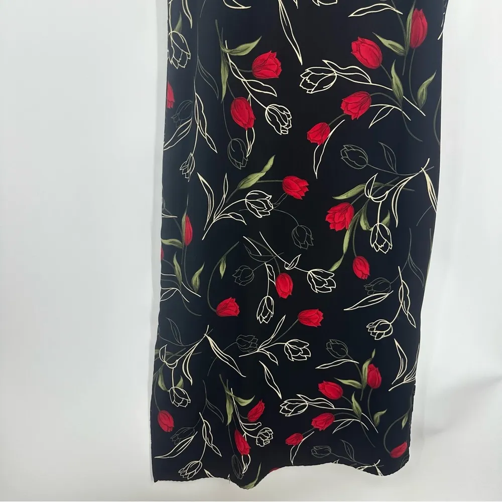 Vintage Y2K Black Red Roses Dress Size 8 Petite Whimsical Grunge - Image 4