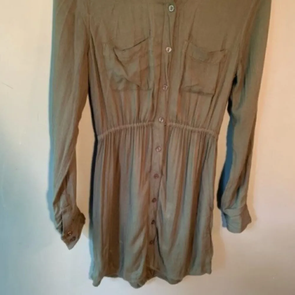 BDG Urban Outfitters Button Down Shirt Dress Green - Image 3