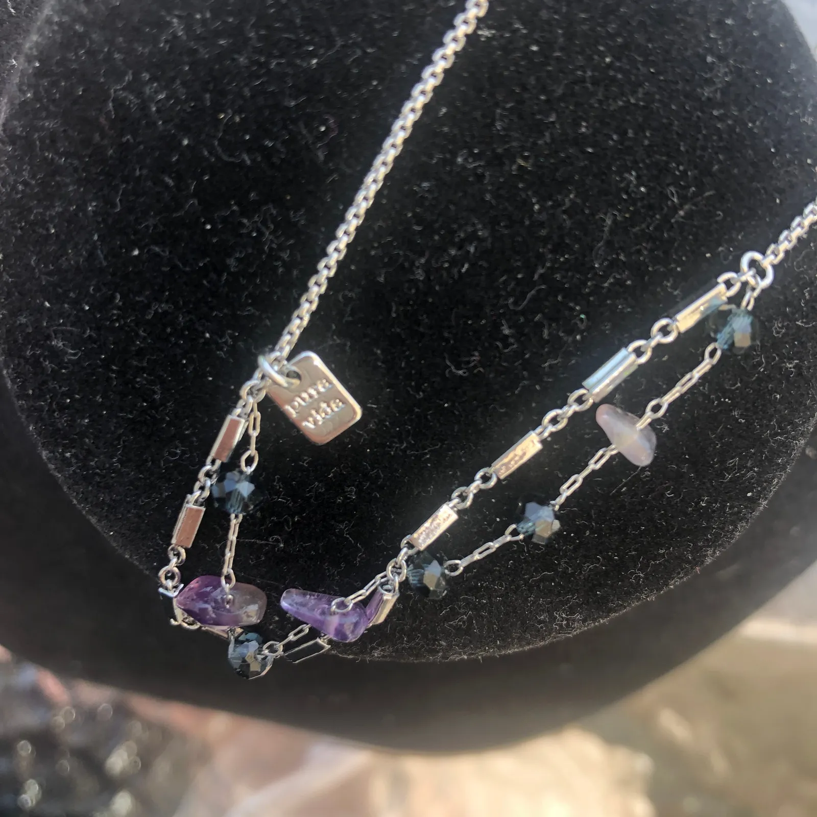 Pura Vida NWOT Silver Tone Purple Stone Bracelet Circle Slide Size Adjuster - Image 2